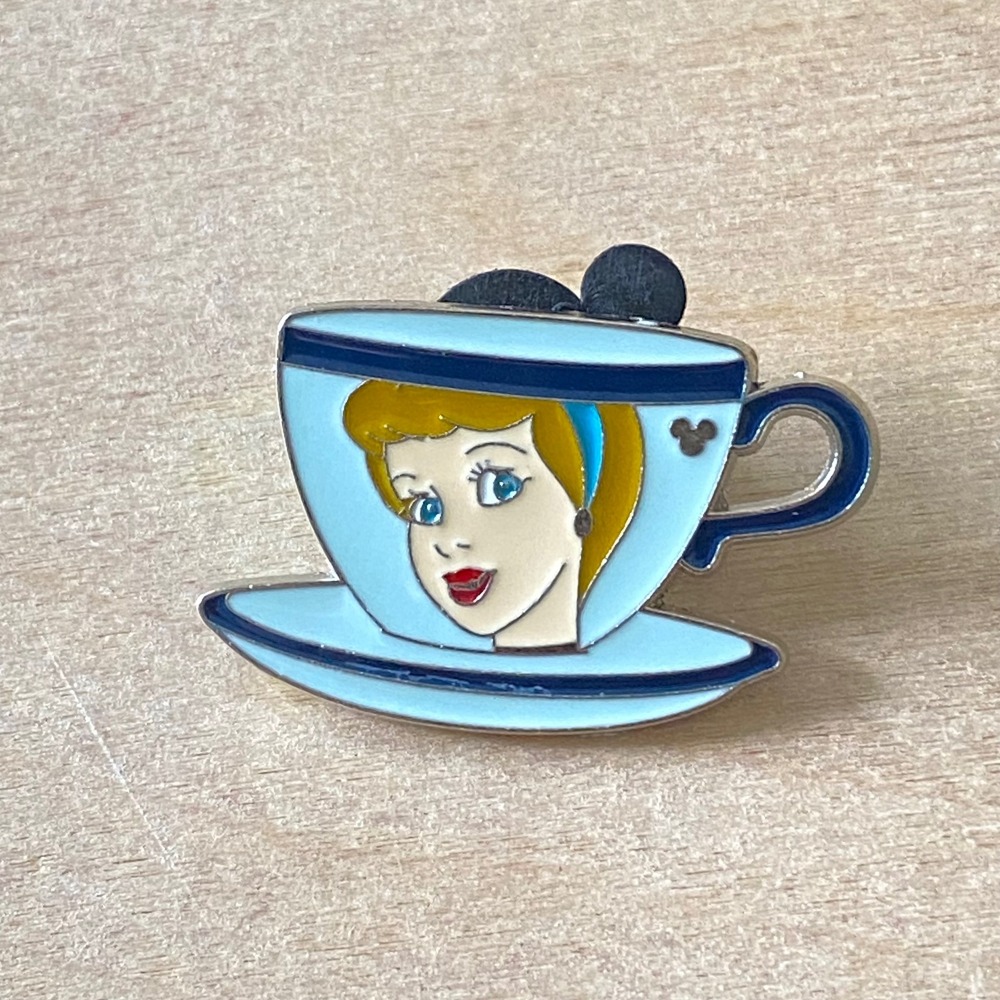 Disney Pin Trading 2009 Cinderella Teacup Mad Tea Party Enamel Pin 1 of 6 Blue